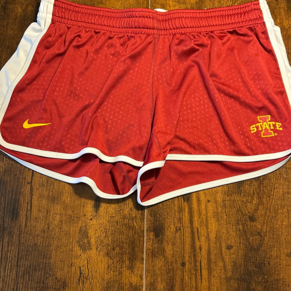 Nike ISU Women's Red and White Athletic Shorts